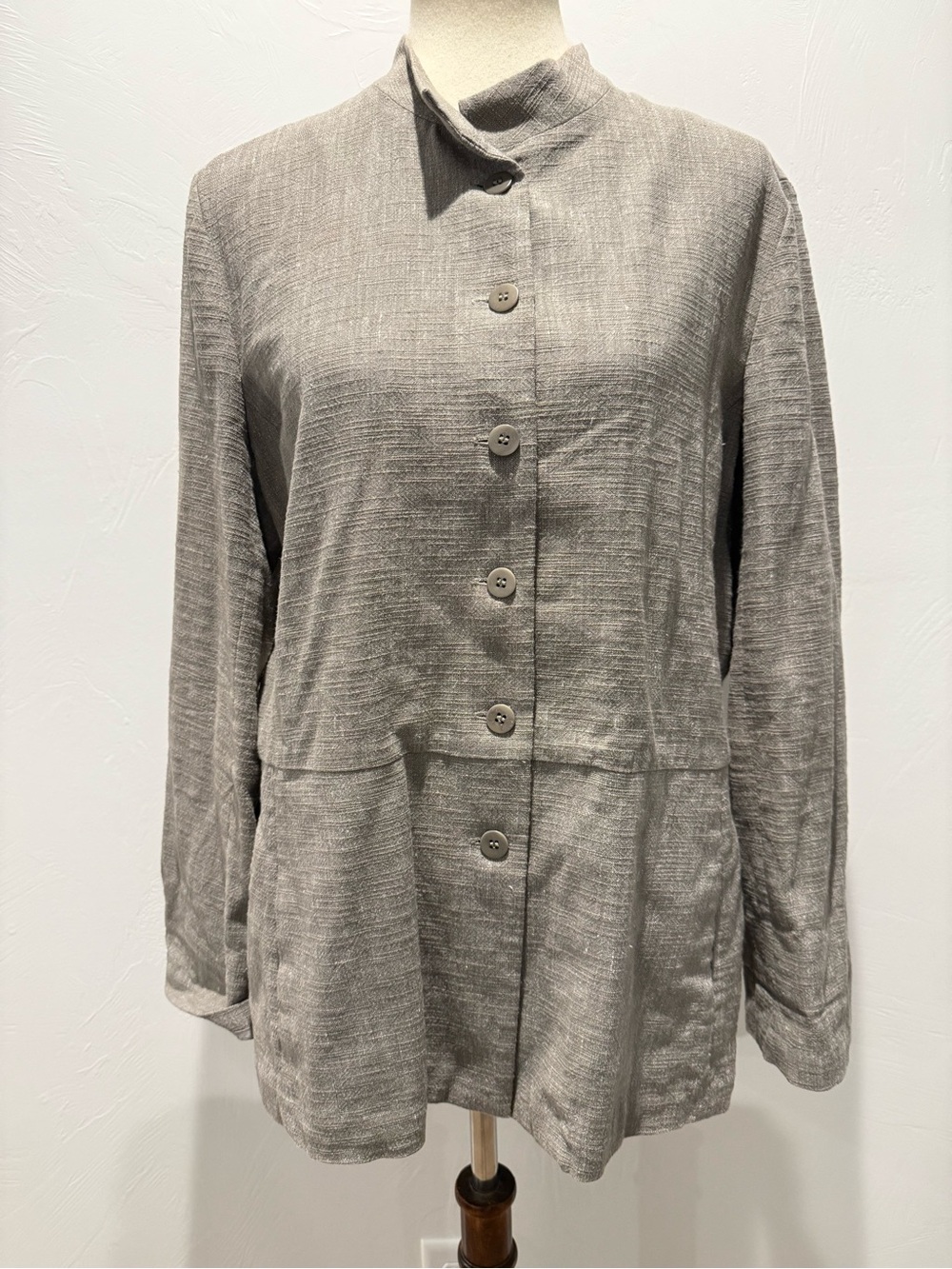 Eileen Fisher - Button-Front Textured Lightweight Jacket - Cotton - Linen